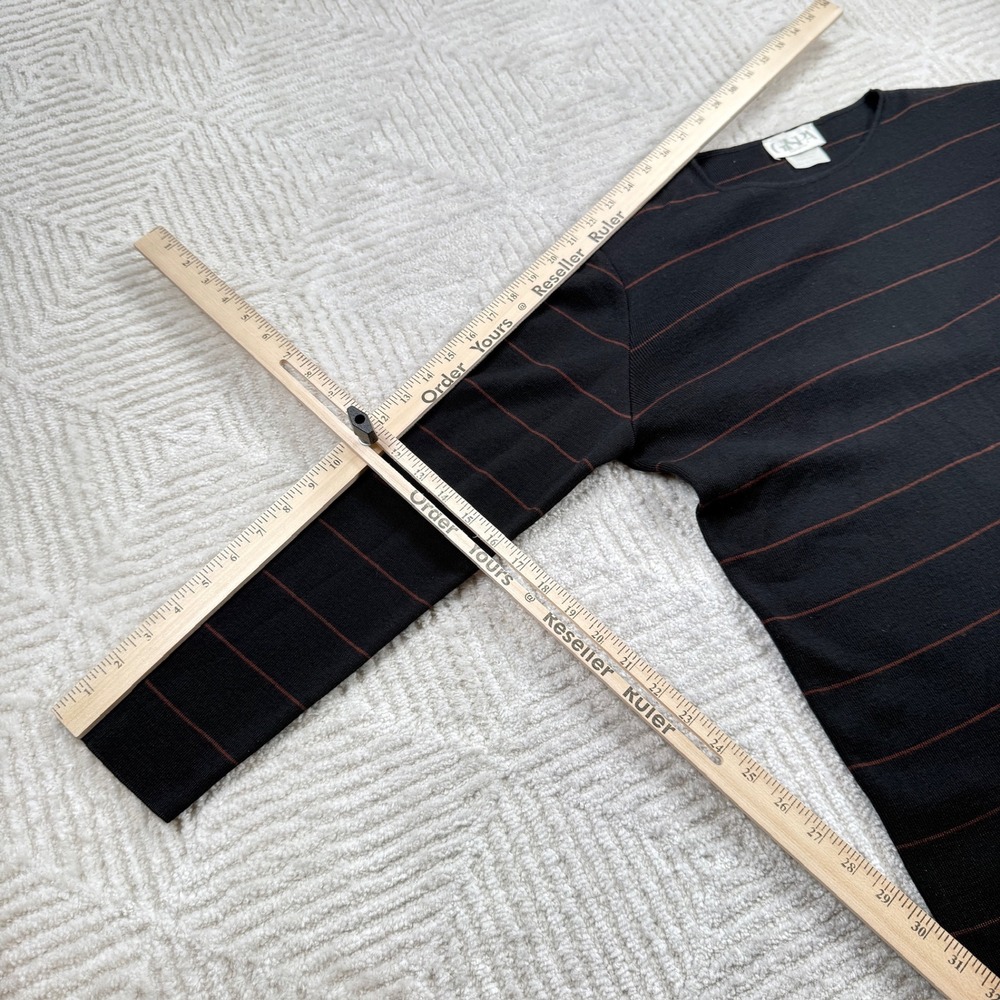 GISPA Italy Sweater Women's 10 Vintage Merino Wool Blend Striped Black 90's - Picture 7 of 14